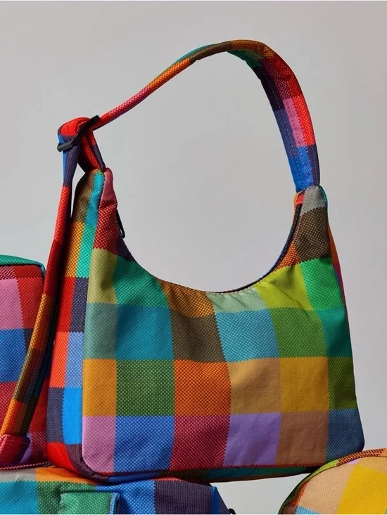 BAGGU Mini Nylon Shoulder Bag - Madras - Picture 4 of 8